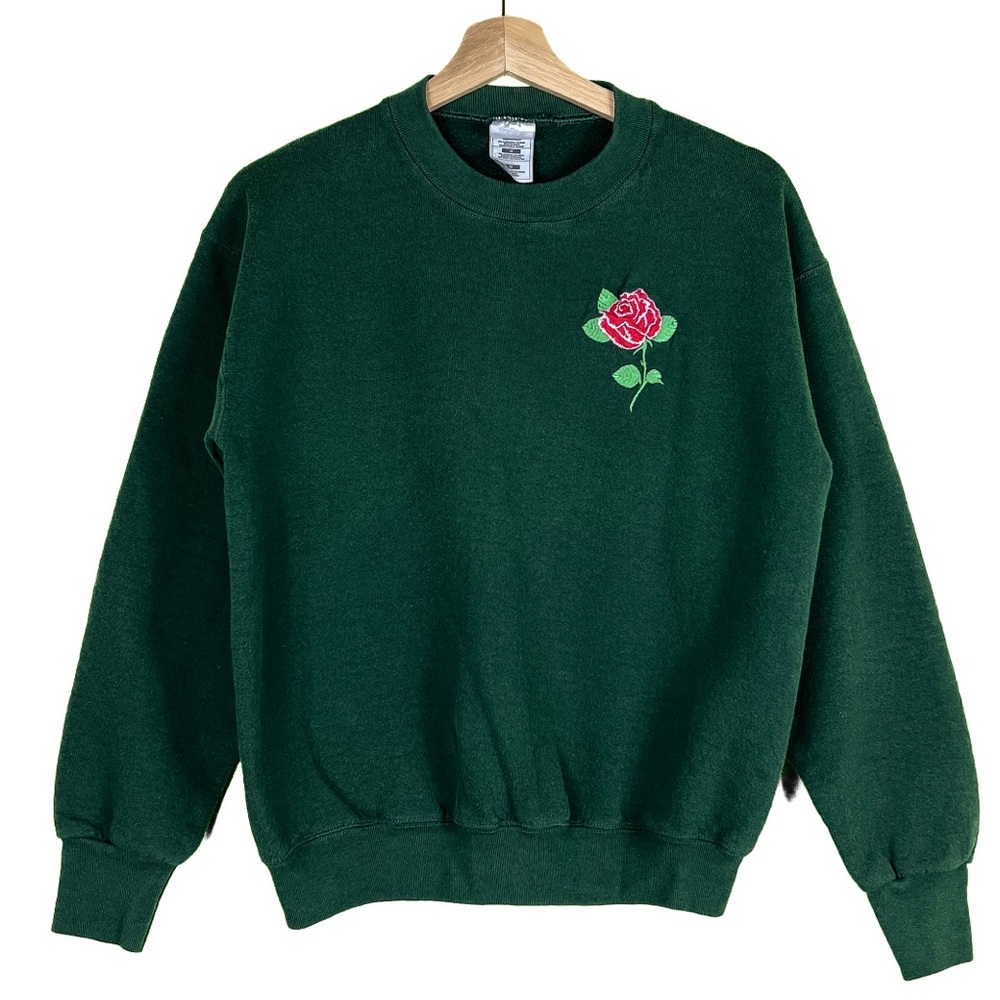 Vintage Mens 90s Mens Rose Crewneck Sweater!